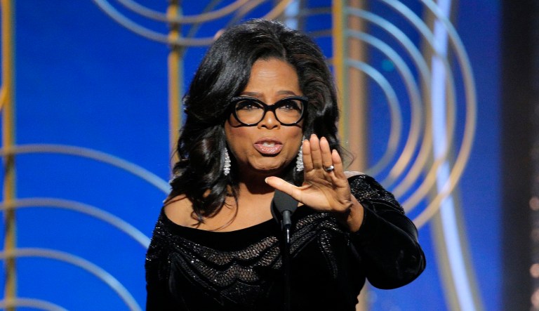 Rumors of a presidential bid began swirling Sunday night after media icon Oprah Winfrey delivered a stirring speech while accepting the Cecil B. Demille Award at the 75th Annual Golden Globe Awards. (Paul Drinkwater/NBC)