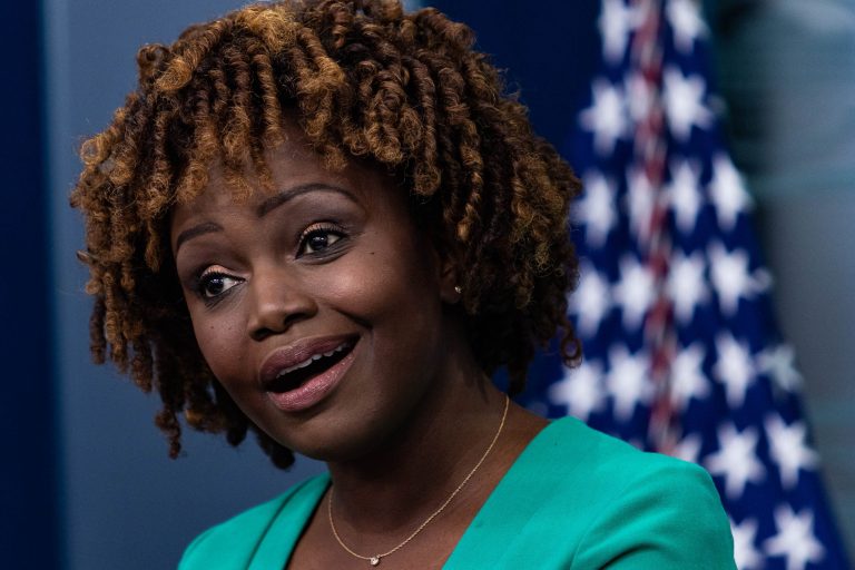 White House Press Secretary Karine Jean-Pierre mistakenly referred to Vice President Kamala Harris as 