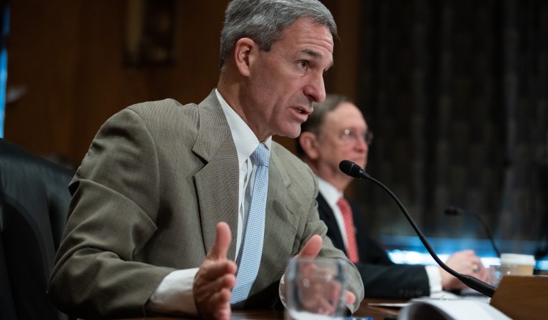 Ken Cuccinelli, who is performing the duties of deputy secretary at the Department of Homeland Security, testifies before the Senate Homeland Security and Governmental Affairs Committee on Thursday.