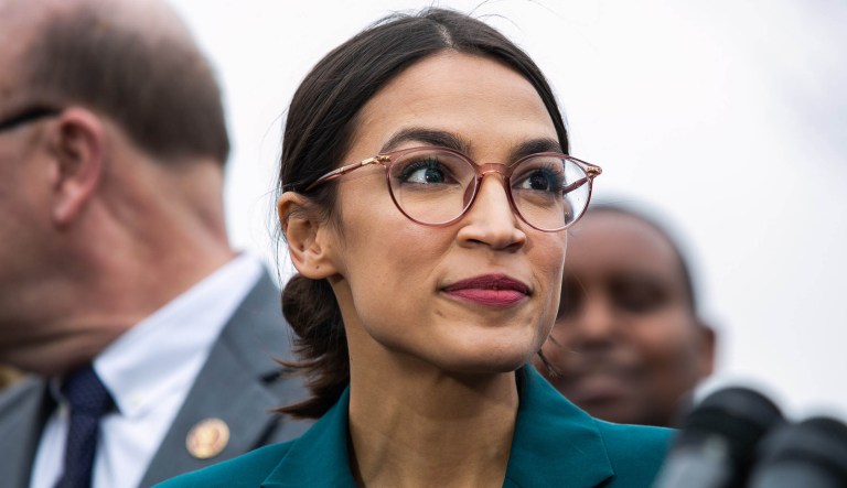 Congresswoman Alexandria Ocasio-Cortez, D-NY, holds a press conference on the Green New Deal Resolution outside of the U.S. Capitol, Thursday, Feb. 7, 2019. 