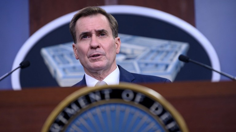 Pentagon Press Secretary John F. Kirby holds a press briefing, the Pentagon, Washington, D.C., Feb. 22, 2021. 