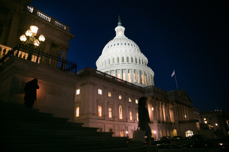 The House side of the Capitol Building after dark, after House Republicans voted on the rule of the continuing resolution. Monday, September 30th, 2013