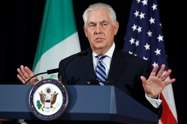 Tillerson, along with Homeland Security Secretary John Kelly, hosted their Mexican counterparts at the State Department for a discussion about how to counteract drug trafficking into the United States. (AP Photo/Jacquelyn Martin)