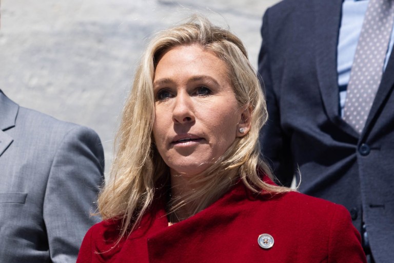 Rep. Marjorie Taylor Greene, a Georgia Republican, is seen on Capitol Hill in Washington, D.C.