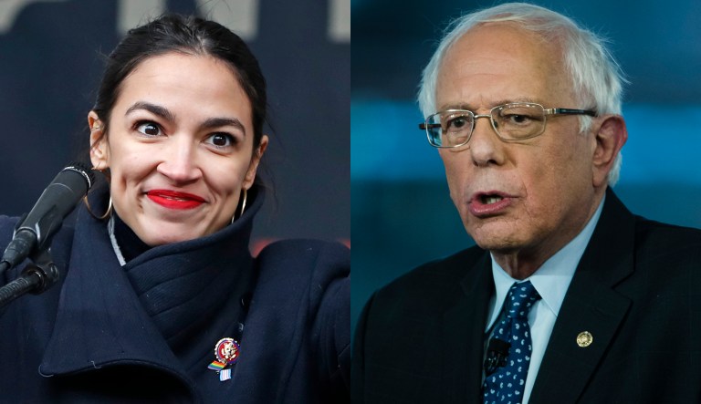 Alexandria Ocasio-Cortez and Bernie Sanders