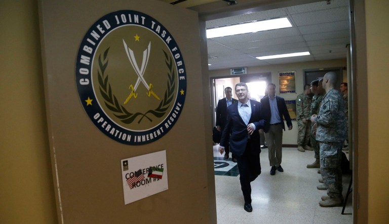 Tech. Sgt. David Board was in Kuwait supporting Operation Inherent Resolve, a Combined Joint Task Force meant to defeat the Islamic State. (AP Photo/Jonathan Ernst, Pool)