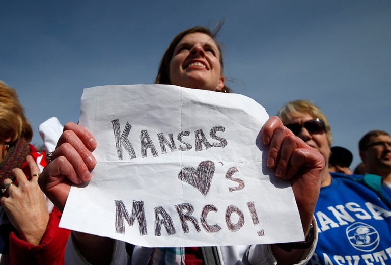 Kansas' primary begins the contests this weekend that will award 14 percent of GOP delegates. (AP Photo/Paul Sancya)