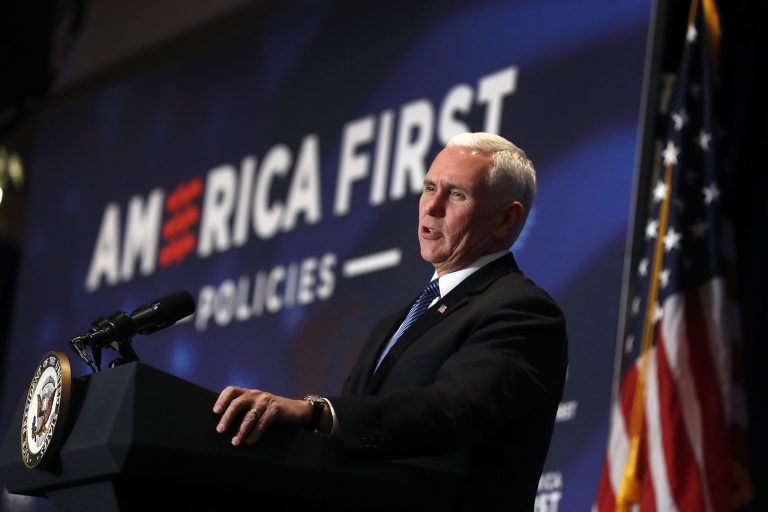 U.S. Vice President Mike Pence, speaking in Detroit last week, is taking a leading role in helping Republicans in the 2018 midterm elections. (AP Photo/Paul Sancya)