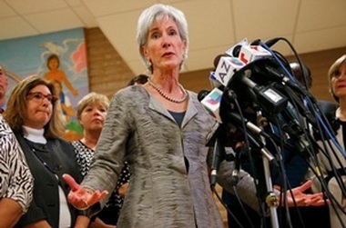 Health and Human Services Secretary Kathleen Sebelius answers a question during a news conference after visiting the Wesley Health Center in Phoenix on Oct. 24, 2013. (AP Photo/Ross D. Franklin)