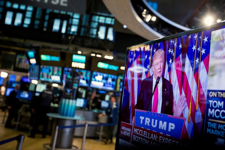 Trump says U.S. stock markets would crash if he were impeached.