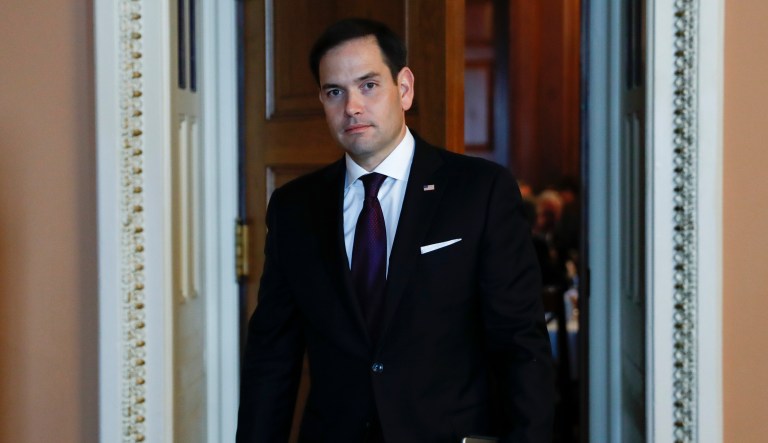 Sen. Marco Rubio, R-Fla., likened a potential partnership with Russia to cooperating with Syrian President Bashar Assad to reduce chemical weapons. (AP Photo/Carolyn Kaster)