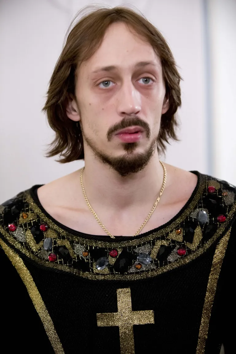 FILE - In this Sunday, Nov. 4, 2012 file photo, Russian dancer Pavel Dmitrichenko, as Ivan the Terrible, is pictured after a dress rehearsal of Ivan the Terrible (Russian Tsar Ivan the Terrible) in the Bolshoi Theater in Moscow, Russia. The Russian Interior Ministry says police are searching the home of a star of the Bolshoi Ballet, Pavel Dmitrichenko, known for his role as tsar Ivan the Terrible, the Interior Ministry said Tuesday March 5, 2013, in connection with the acid attack on the company's artistic director, and have detained another man on suspicion of carrying out the attack. (AP Photo/Alexander Zemlianichenko, file)