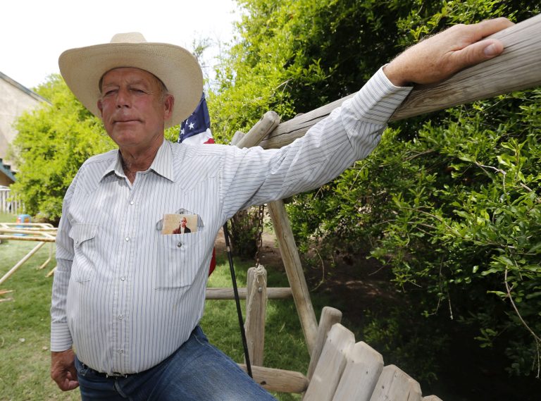 Rancher Cliven Bundy poses for a photo outside his ranch house on April 11, 2014 west of Mesquite, Nevada. (Photo by George Frey/Getty Images)