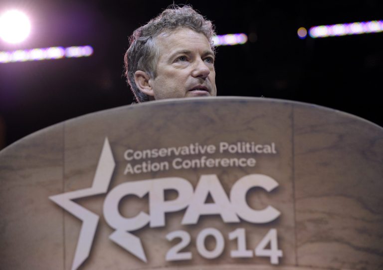 Sen. Rand Paul, R-Ky., speaks at the Conservative Political Action Conference in National Harbor, Md., on Friday. (AP Photo/Susan Walsh)