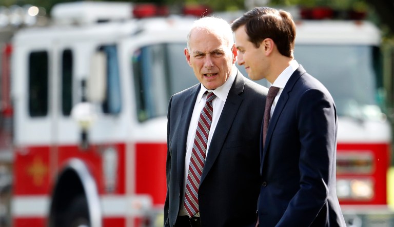 White House chief of staff John Kelly has said he has every confidence White House senior adviser Jared Kushner will be able to carry out his duties, after it was reported that Kushner only had an interim security clearance as of November 2017. (AP Photo/Alex Brandon)
