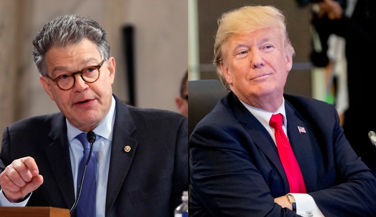 After sexual misconduct allegations regarding Sen. Al Franken, D-Minn., went public Thursday, President Trump tweeted a response, suggesting Franken may have gone further than simply groping his accuser. (AP Images)