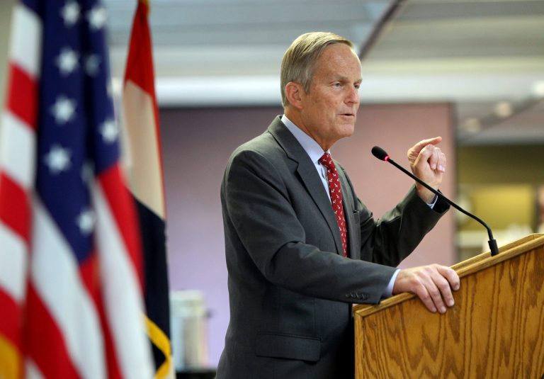 Todd Akin, Republican candidate for U.S. Senator from Missouri,   speaks at the Missouri Farm Bureau candidate interview and endorsement meeting in Jefferson City, Mo., on Friday, Aug. 10, 2012.  (AP Photo/St. Louis Pos-Dispatch, Christian Gooden)