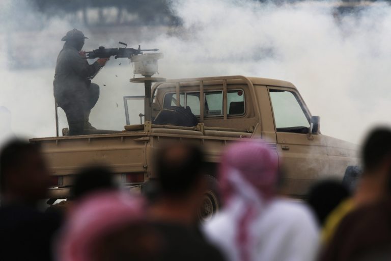 An Emirati soldier fires blanks as part of a military exercise in Abu Dhabi, United Arab Emirates, Thursday, March 2, 2017. Abu Dhabi, the capital of the United Arab Emirates, hosted a major military exercise Thursday before a public audience as the nation fights alongside Saudi troops in Yemen and tensions with Iran remain high. (AP Photo/Jon Gambrell)