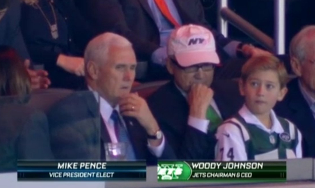 Mike Pence spotted at Jets game sitting next to owner Woody Johnson