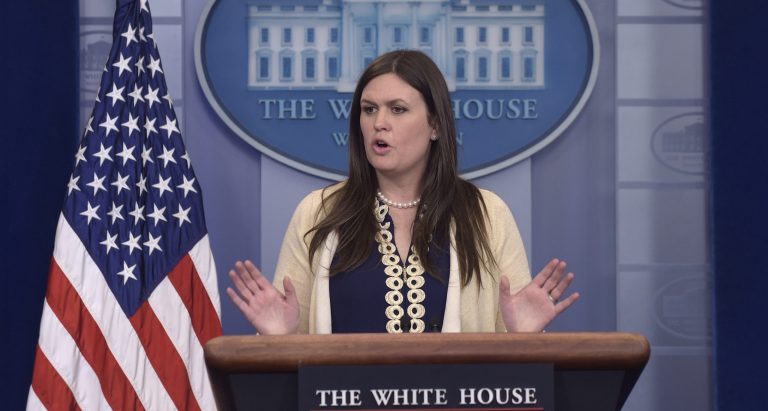 Deputy White House press secretary Sarah Sanders said the White House doesn't see a potential conflict of interest in President Trump asking former FBI Director James Comey if he was under investigation. (AP Photo/Susan Walsh)