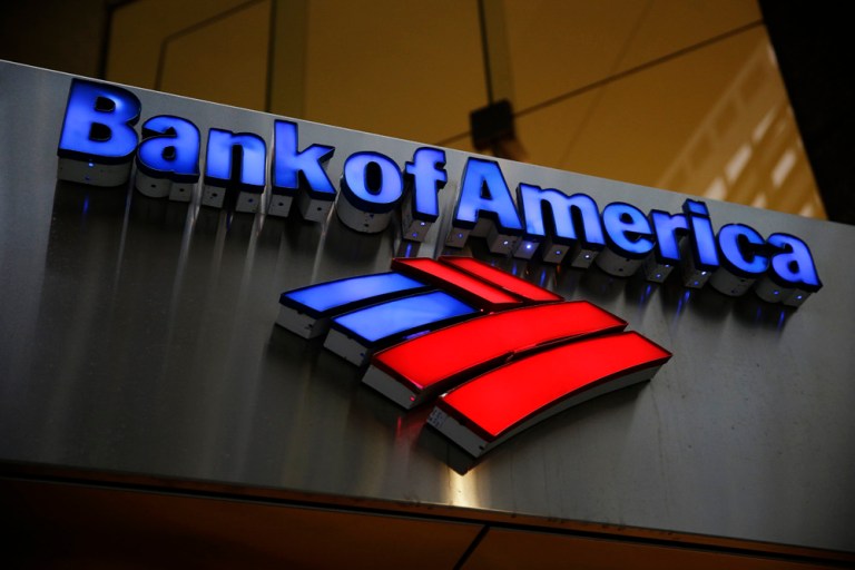 The Bank of America logo is seen.