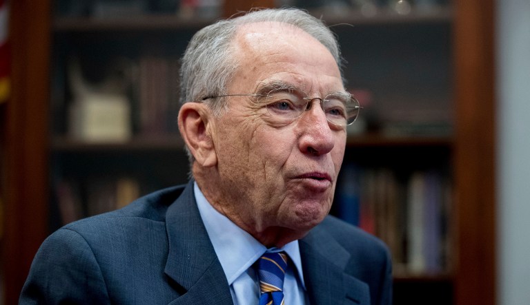 Sen. Chuck Grassley, R-Iowa, will ask Donald Trump Jr. to testify before the Senate Judiciary Committee and will subpoena him if necessary, according to an Associated Press report Thursday. (AP Photo/Andrew Harnik)