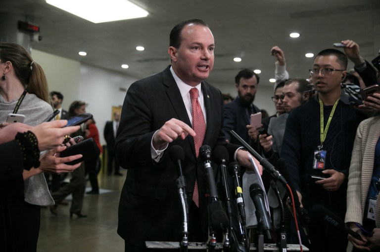 Secretary of State Mike Pompeo takes questions from the press following closed door meeting with Senators about Saudi Arabia on Capitol Hill, Wednesday, Nov. 28, 2018