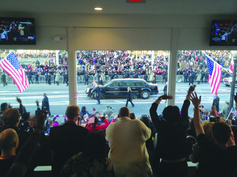 Alan Blinder/For The Examiner
President Barack Obama's limousine passes the John A. Wilson Building on Monday during the inaugural parade.
