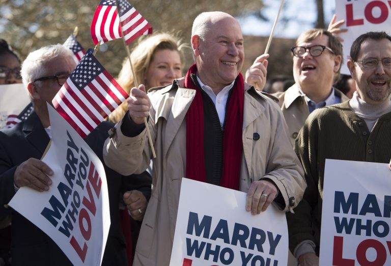 Virginians celebrate Thursday's ruling byÃÂ U.S. District Judge Arenda L. Wright AllenÃÂ that Virginia's same-sex marriage ban is unconstitutional. (AP Photo/The Virginian-Pilot, Bill Tiernan)ÃÂ 