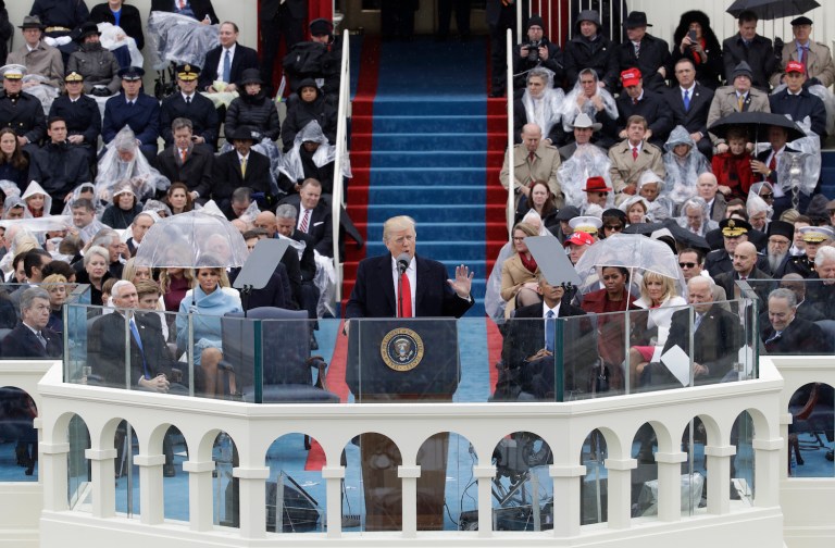 Trump was far more confrontational than was Bill Clinton in 1993 or George W. Bush in 2001. (AP Photo/Patrick Semansky)