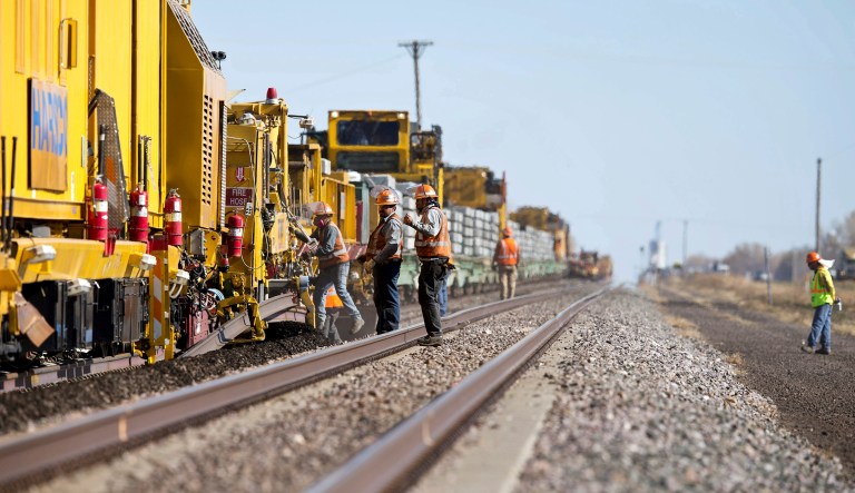 The U.S. freight rail network accounts for 40 percent of all freight moved in the U.S. by ton-miles. (Ryan Soderlin/Omaha World-Herald via AP)