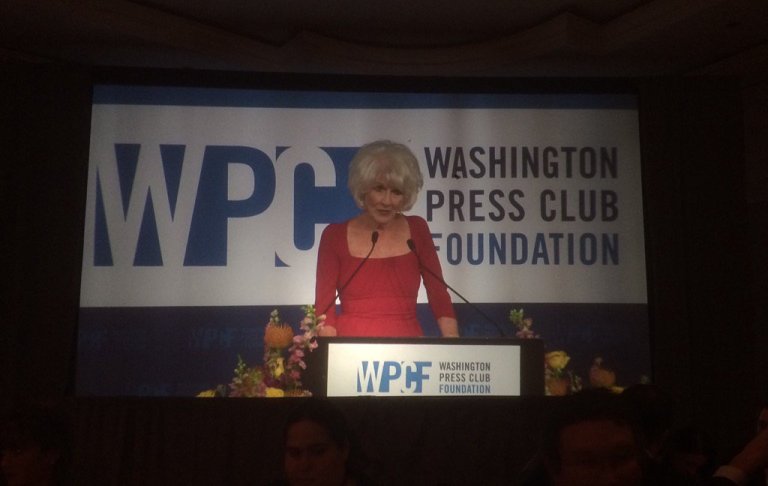 Like at many award recipients lately, the recently retired Diane Rehm gave a mini anti-Donald Trump speech. (Twitter, @jbendery)