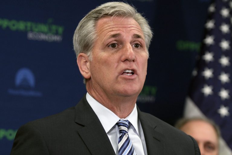 House Majority Leader Kevin McCarthy of Calif. answers a question during a House GOP leadership news conference, Tuesday, March 24, 2015, on Capitol Hill in Washington. (AP Photo/Lauren Victoria Burke)