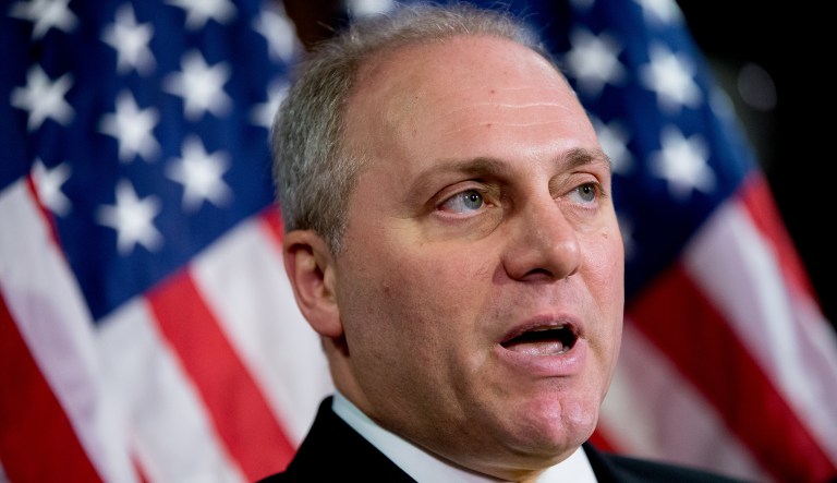 Scalise, 51, underwent three surgeries after he was shot in the hip in Alexandria, Va., on June 14. (AP Photo/Andrew Harnik)