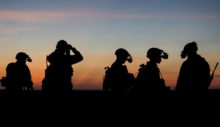 U.S. Soldiers assigned to Viper Company, 1-26 Infantry, 101st Airborne Division (Air Assault), with the East Africa Response Force (EARF), prepare for night vision training at Grand Bara, Djibouti, Dec. 14, 2018. The purpose of the EARF is to rapidly provide tailorable packages of forces to protect American interests on the African continent should any threats arise.