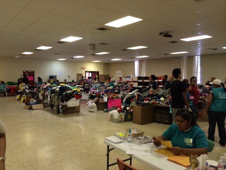 The parish hall at Sacred Heart Church in McAllen, Texas, has been turned into a relief center for Central American immigrants crossing the U.S.-Mexico border. (Joseph Lawler/The Washington Examiner).