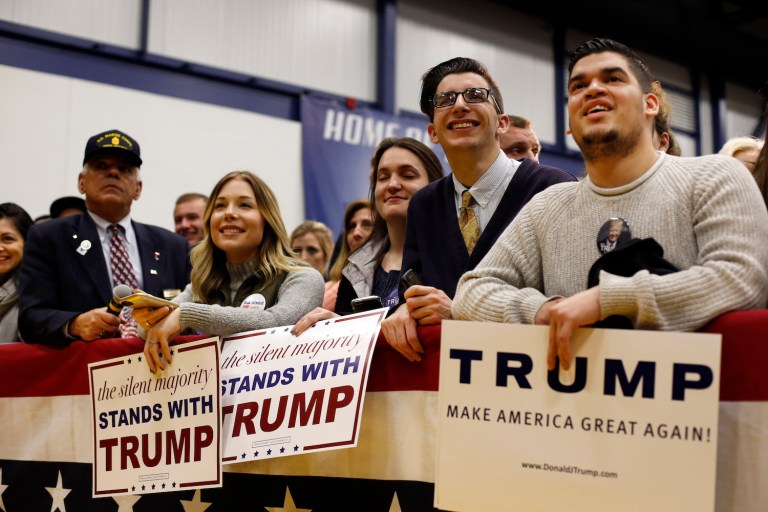 Trump has room to grow with younger voters, and the policy area where they agree with him most is one that overlaps with Sen. Bernie Sanders: trade. (AP Photo/Robert F. Bukaty)