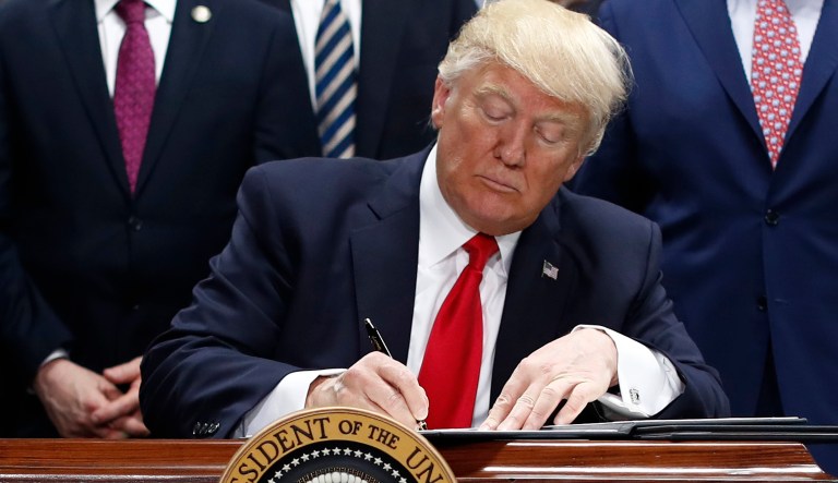 White House press secretary Sarah Sanders confirmed President Trump plans to sign a joint resolution condemning last month's violence in Charlottesville, Va. (AP Photo/Carolyn Kaster)