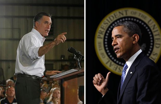 Republican presidential candidate Mitt Romney (left) and President Barack Obama