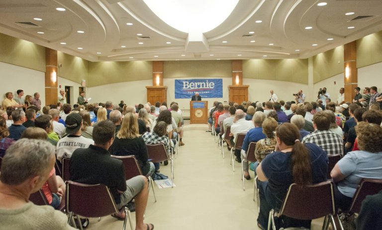 Democratic presidential candidate, Sen. Bernie Sanders speaks at Morningside College in Sioux City, Iowa on Thursday, July 2, 2015. (Justin Wan/The Sioux City Journal via AP)
