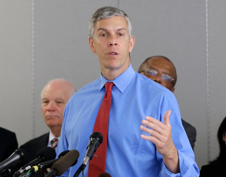 Education Secretary Arne Duncan defends free speech on college campuses, but says 