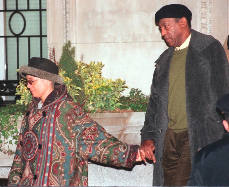 Camille Cosby and Bill Cosby leave their home Jan. 16, 1997, the night their son, Ennis William Cosby, was shot and killed. Camille Cosby would go on to write an op-ed titled, 