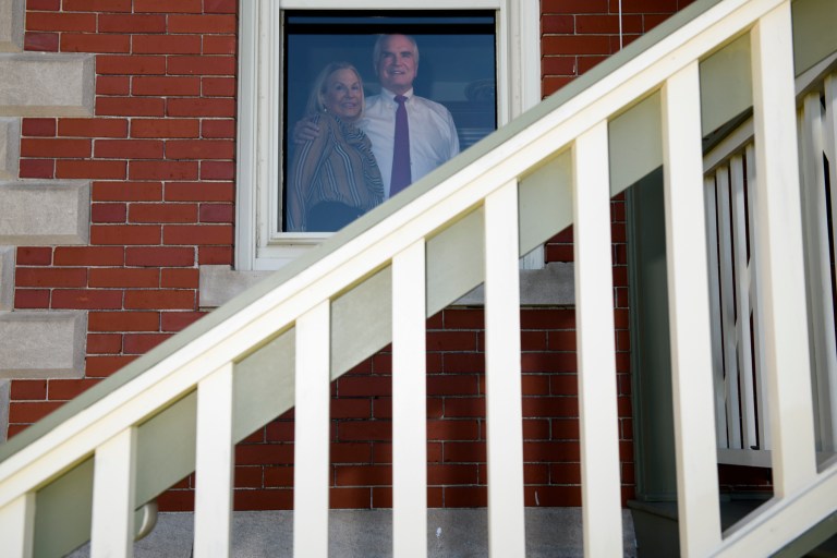 Congressman Mike Kelly and his wife, Victoria, pose for a portrait in their home on May 13.