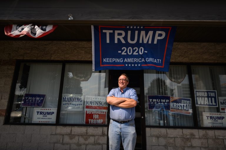 Tom McCabe, chairman of the Mahoning County Republican Party, stands outside of their headquarters on Aug. 27 in Boardman, Ohio. 