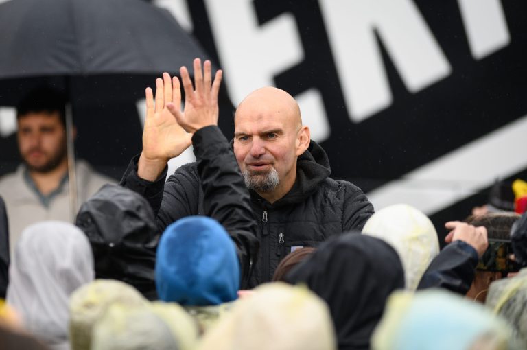 John Fetterman, lieutenant governor of Pennsylvania and Democratic senate candidate, greets supporters after a campaign rally in Pittsburgh, Pennsylvania, US, on Saturday, Oct. 1, 2022. Fetterman and Republican Senate candidate Mehmet Oz are running to replace Republican Senator Pat Toomey, who is retiring. The outcome of the race could decide which party controls the Senate. 

Photo by Justin Merriman