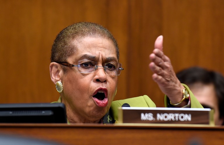 Del. Eleanor Holmes Norton, a Democrat, said she will meet Wednesday with officials from the National Park Service, which oversees the monument and major tourist attraction. (AP Photo/Susan Walsh)