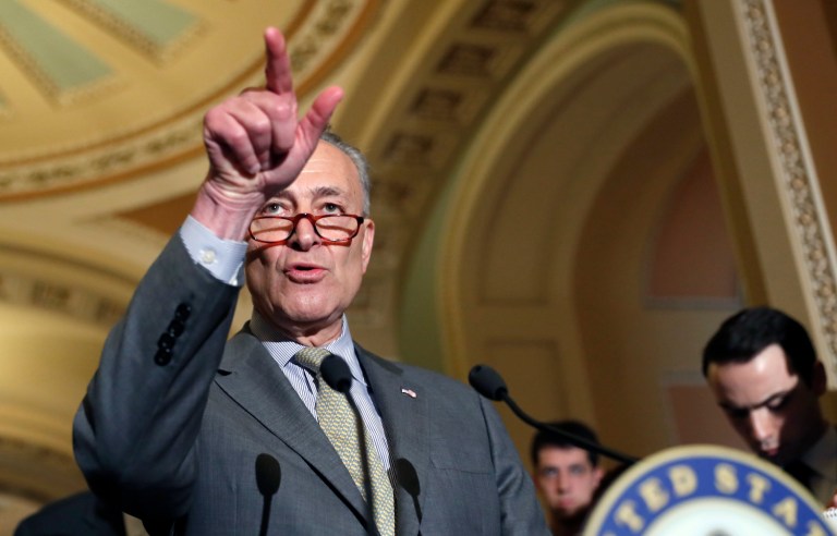 Schumer responded to Trump taking aim at the 9th Circuit recently for twice blocking his immigration executive orders. (AP Photo/Alex Brandon)