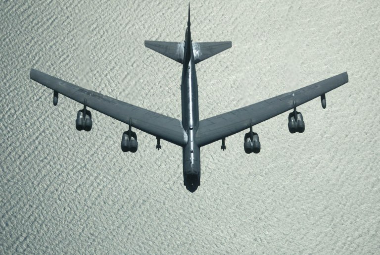 The airstrike involved a single B-52 bomber and multiple unmanned aircraft, according to a senior Pentagon official. (AP Photo/Jockel Finck)