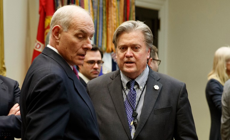 Steve Bannon, who up until last month served as Trump's chief strategist, opined that no one, not even Kelly, can control Trump's Twitter habits. (AP Photo/Evan Vucci)