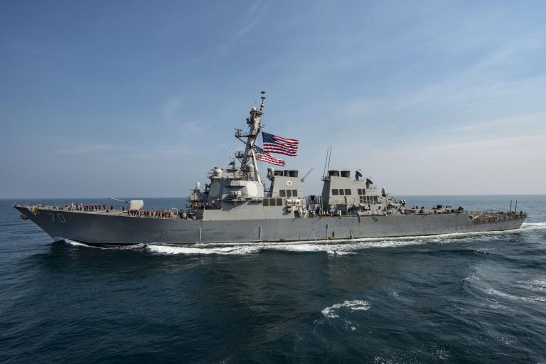 The U.S. destroyer Hopper sent a crew to aid sickened Iranian mariners on Tuesday in the Persian Gulf. (Navy photo)